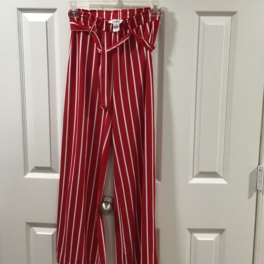 Capella Red Striped Wide Leg Pants